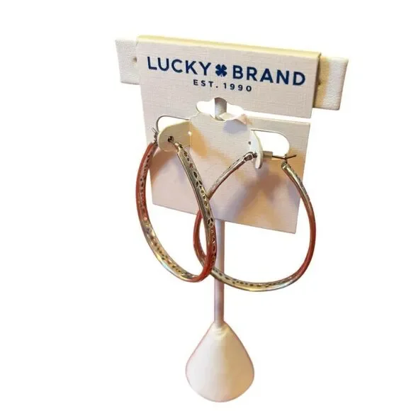 Stenciled OpenWork Teardrop Silver Toned Hoops. - Picture 3 of 5